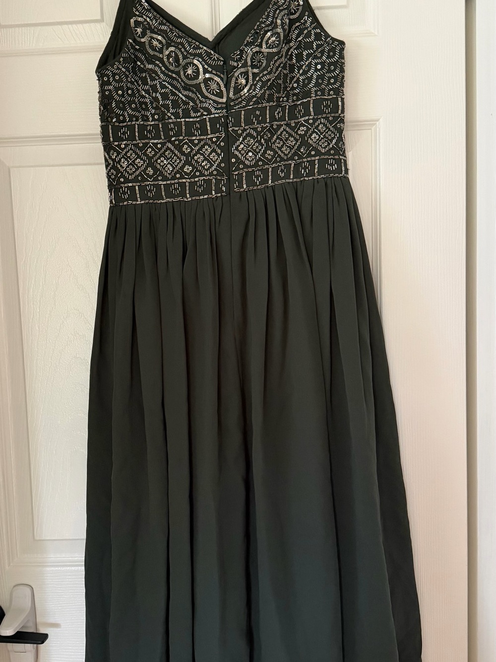 Embroidered V-Neck Black Women's Dress